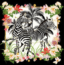 Load image into Gallery viewer, Hand Tufted Zebra Floral Designer Rug - 11x11 Black &amp; White with Viscose Accents
