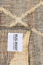 Load image into Gallery viewer, Handwoven Jute &amp; Wool Rug with Geometric Diamond Pattern - Earthy Gray &amp; Beige
