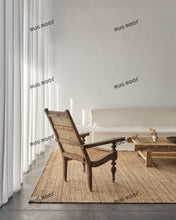 Load image into Gallery viewer, Natural Jute &amp; Wool Rug with Cream Corner Accents | Minimalist Beige Rectangular Area Rug
