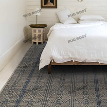 Load image into Gallery viewer, Handwoven Jute &amp; Wool Rug with Intricate Panel Design - Grey &amp; Charcoal
