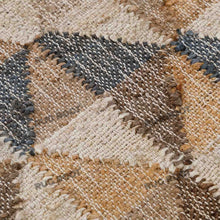 Load image into Gallery viewer, Handwoven Wool &amp; Jute Rug with Geometric Triangle Pattern - Earthy Tones
