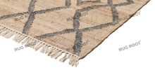 Load image into Gallery viewer, Handwoven Jute &amp; Wool Rug with Diamond Lattice Pattern - Natural &amp; Charcoal
