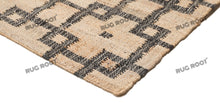 Load image into Gallery viewer, Handwoven Jute &amp; Wool Rug with Interlocking Geometric Pattern - Natural &amp; Black
