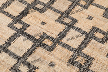 Load image into Gallery viewer, Handwoven Jute &amp; Wool Rug with Interlocking Geometric Pattern - Natural &amp; Black
