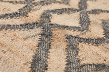 Load image into Gallery viewer, Handwoven Jute &amp; Wool Rug with Diamond Lattice Pattern - Natural &amp; Charcoal
