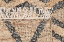 Load image into Gallery viewer, Handwoven Jute &amp; Wool Rug with Diamond Lattice Pattern - Natural &amp; Charcoal
