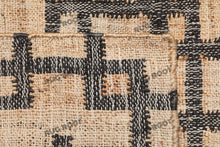 Load image into Gallery viewer, Handwoven Jute &amp; Wool Rug with Interlocking Geometric Pattern - Natural &amp; Black
