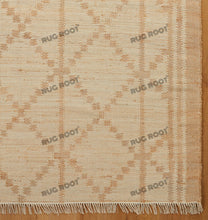 Load image into Gallery viewer, Handwoven Jute &amp; Wool Rug with Subtle Diamond Pattern - Beige &amp; Tan
