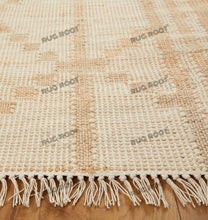 Load image into Gallery viewer, Handwoven Jute &amp; Wool Rug with Subtle Diamond Pattern - Beige &amp; Tan
