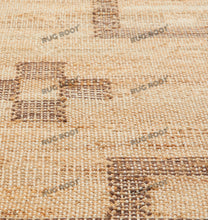 Load image into Gallery viewer, Handwoven Jute &amp; Wool Rug with Geometric Cross Pattern - Natural &amp; Beige
