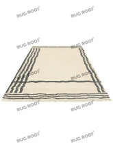 Load image into Gallery viewer, Handwoven Wool Rug with Minimalist Striped Border Design - Ivory &amp; Charcoal
