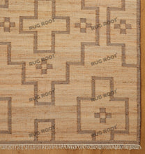 Load image into Gallery viewer, Handwoven Jute &amp; Wool Rug with Geometric Cross Pattern - Natural &amp; Beige
