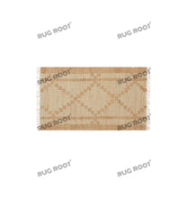 Load image into Gallery viewer, Handwoven Jute &amp; Wool Rug with Subtle Diamond Pattern - Beige &amp; Tan
