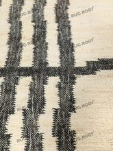 Load image into Gallery viewer, Handwoven Wool Rug with Minimalist Striped Border Design - Ivory &amp; Charcoal
