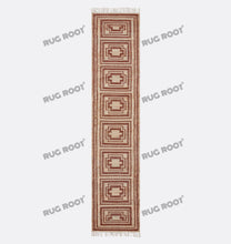 Load image into Gallery viewer, Handwoven Wool Rug with Terracotta &amp; Beige Geometric Border Design
