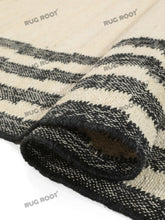 Load image into Gallery viewer, Handwoven Wool Rug with Minimalist Striped Border Design - Ivory &amp; Charcoal
