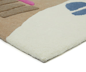 Minimalist Hand Tufted Rug Beige & Ivory Color Carpet 6x9