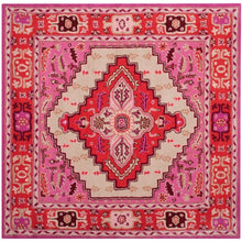 Load image into Gallery viewer, RUG ROOT Vintage Hand Tufted Rug Medallion Pink and Red Floral Design 9x12
