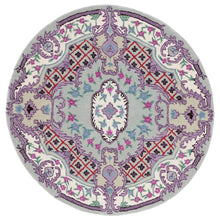 Load image into Gallery viewer, Vintage Hand Tufted Rug Medallion Floral Classic Design Light Blue Color 9x12
