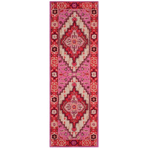 RUG ROOT Vintage Hand Tufted Rug Medallion Pink and Red Floral Design 9x12