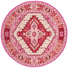 Load image into Gallery viewer, RUG ROOT Vintage Hand Tufted Rug Medallion Pink and Red Floral Design 9x12
