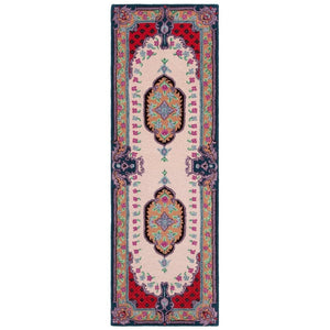 RUG ROOT Vintage Hand Tufted Rug Medallion Floral Red and Beige Design 9x12