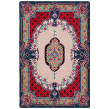 Load image into Gallery viewer, Vintage Hand Tufted Rug Medallion Floral Red and Beige Design – 9x12 | RUG ROOT 
