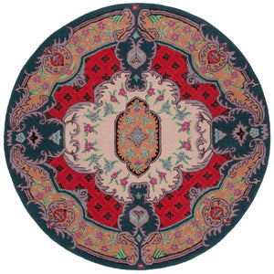 RUG ROOT Vintage Hand Tufted Rug Medallion Floral Red and Beige Design 9x12