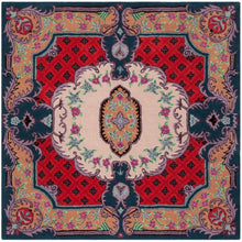 Load image into Gallery viewer, RUG ROOT Vintage Hand Tufted Rug Medallion Floral Red and Beige Design 9x12
