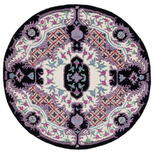 Load image into Gallery viewer, RUG ROOT Vintage Hand Tufted Rug Medallion Floral Black and Purple Design 9x12
