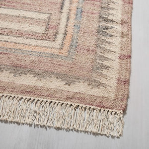 Handwoven Jute & Wool Flatweave Dhurrie Rug for Living Room, Bedroom & Entryway