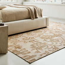 Load image into Gallery viewer, Elegant Floral Patterned Beige Handwoven Rug, Subtle Botanical Design
