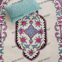 Load image into Gallery viewer, Vintage Hand Tufted Rug Medallion Floral Classic Design Ivory Color 9x12
