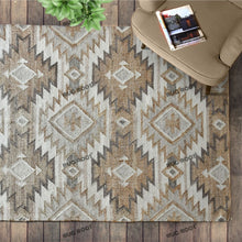 Load image into Gallery viewer, Handwoven Southwestern-Inspired Wool Rug with Geometric Diamond Pattern in Neutral Tones
