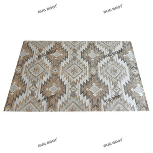 Handwoven Southwestern-Inspired Wool Rug with Geometric Diamond Pattern in Neutral Tones