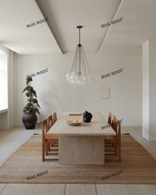 Load image into Gallery viewer, Minimalist Jute &amp; Wool Rug with Black Corner Accents | Natural Beige Rectangular Area Rug
