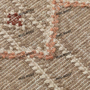 Handwoven Jute & Wool Rug with Geometric Diamond Panel Design - Beige & Terracotta