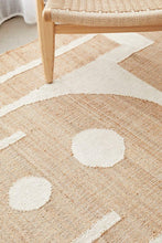 Load image into Gallery viewer, Handwoven Jute &amp; Wool Rug with Minimalist Geometric Design in Beige &amp; Ivory – Flatweave
