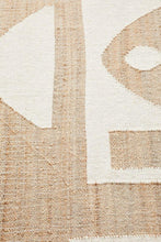 Load image into Gallery viewer, Handwoven Jute &amp; Wool Rug with Minimalist Geometric Design in Beige &amp; Ivory – Flatweave
