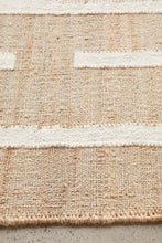 Load image into Gallery viewer, Handwoven Jute &amp; Wool Rug with Minimalist Geometric Design in Beige &amp; Ivory – Flatweave
