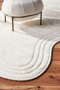 Hand Tufted Minimalist Rug - Kidney Bean Shape Cream | Hand-Tufted Rug USA