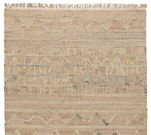 Load image into Gallery viewer, Handwoven Jute &amp; Wool Rug with Tribal Chevron and Geometric Patterns - Beige &amp; Natural
