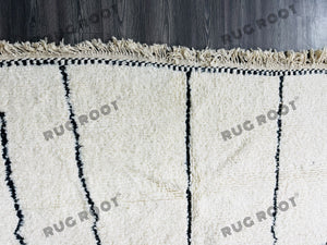 Contemporary Beni Ourain Rug | Handwoven Moroccan Wool with Abstract Pattern