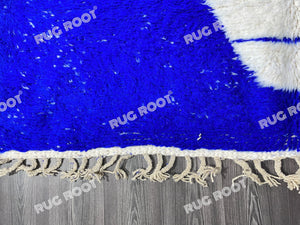 Handcrafted Moroccan Serenity | Unique Blue and White Berber Rug for Bohemian Spaces