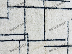 Contemporary Beni Ourain Rug | Handwoven Moroccan Wool with Abstract Pattern