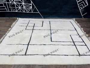 Nordic Simplicity Meets Moroccan Soul | Large White Rug with Subtle Ethnic Motifs