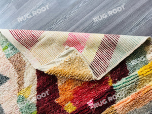 Handcrafted Moroccan Artistry | Colorful Boucherouite Rug with Upcycled Textiles