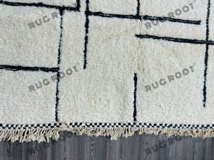 Contemporary Beni Ourain Rug | Handwoven Moroccan Wool with Abstract Pattern