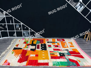 Vibrant Moroccan Azilal Rug | Handwoven Wool with Bold Geometric Artistry
