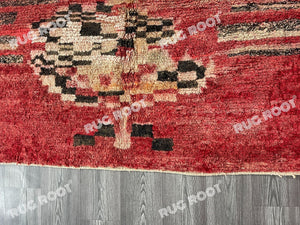 Unique Moroccan Rug | Vintage Red Wool with Abstract Berber Art